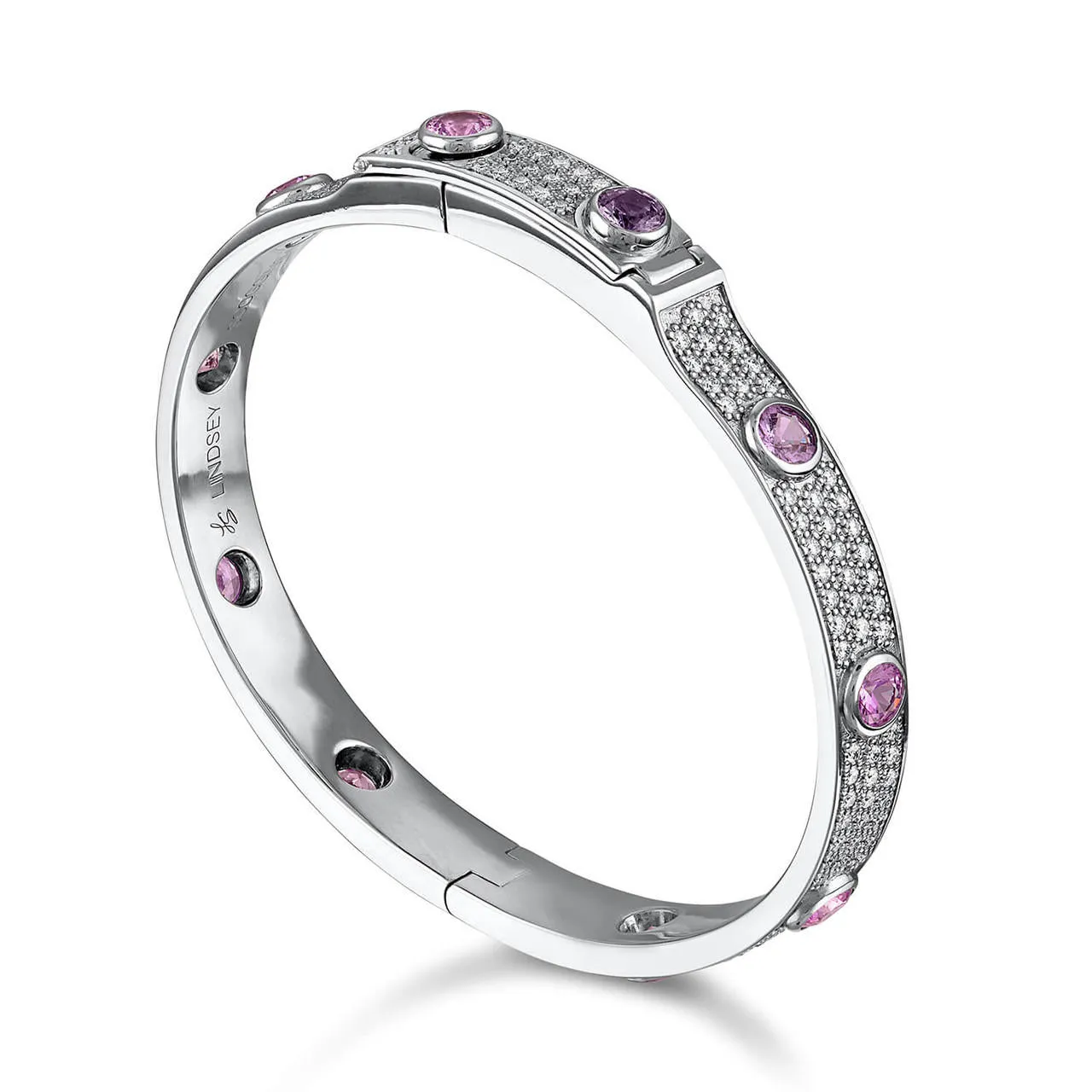 BEZEL SET SAPPHIRE AND DIAMOND BANGLE