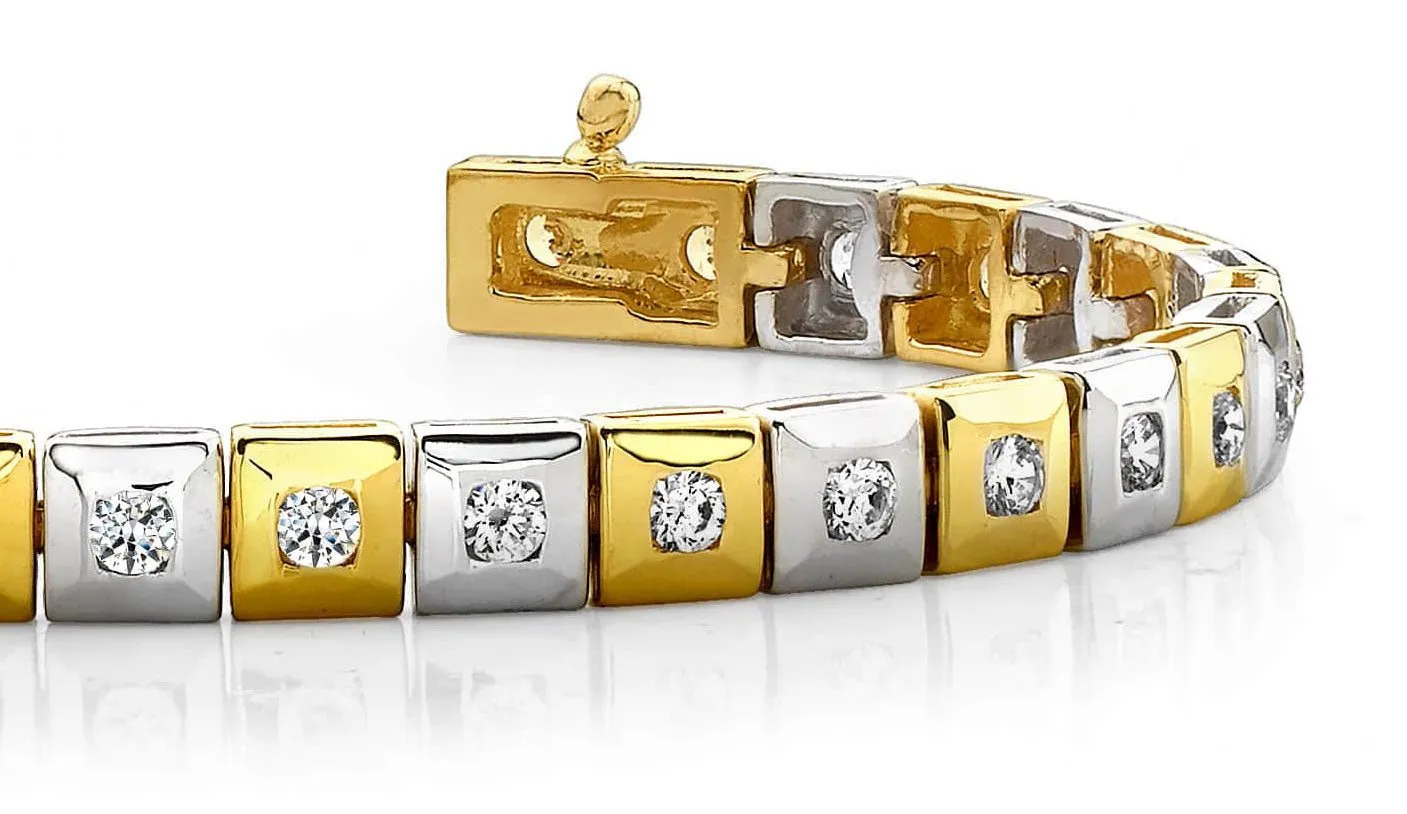 Bezel Set Square Link Diamond Bracelet with 2.04 ct.(finished) 2.5mm