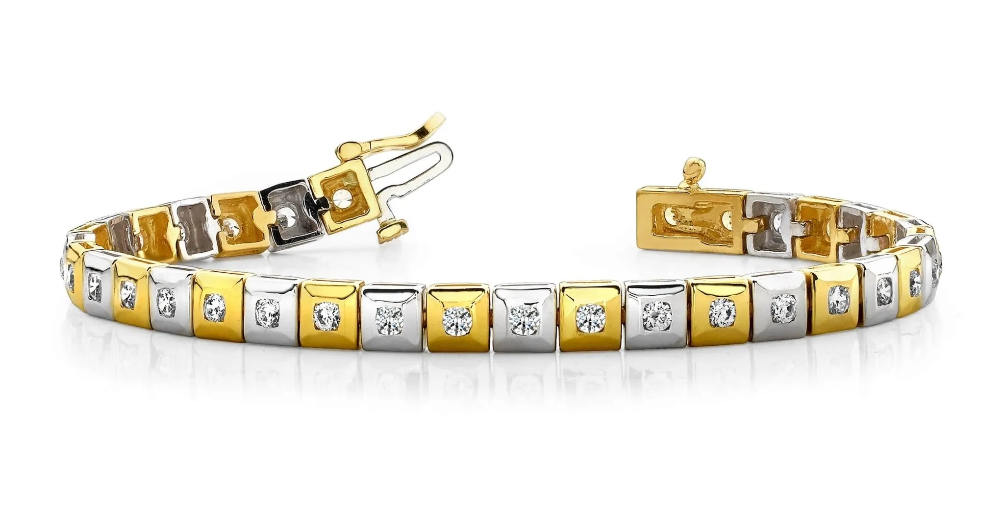 Bezel Set Square Link Diamond Bracelet with 2.04 ct.(finished) 2.5mm