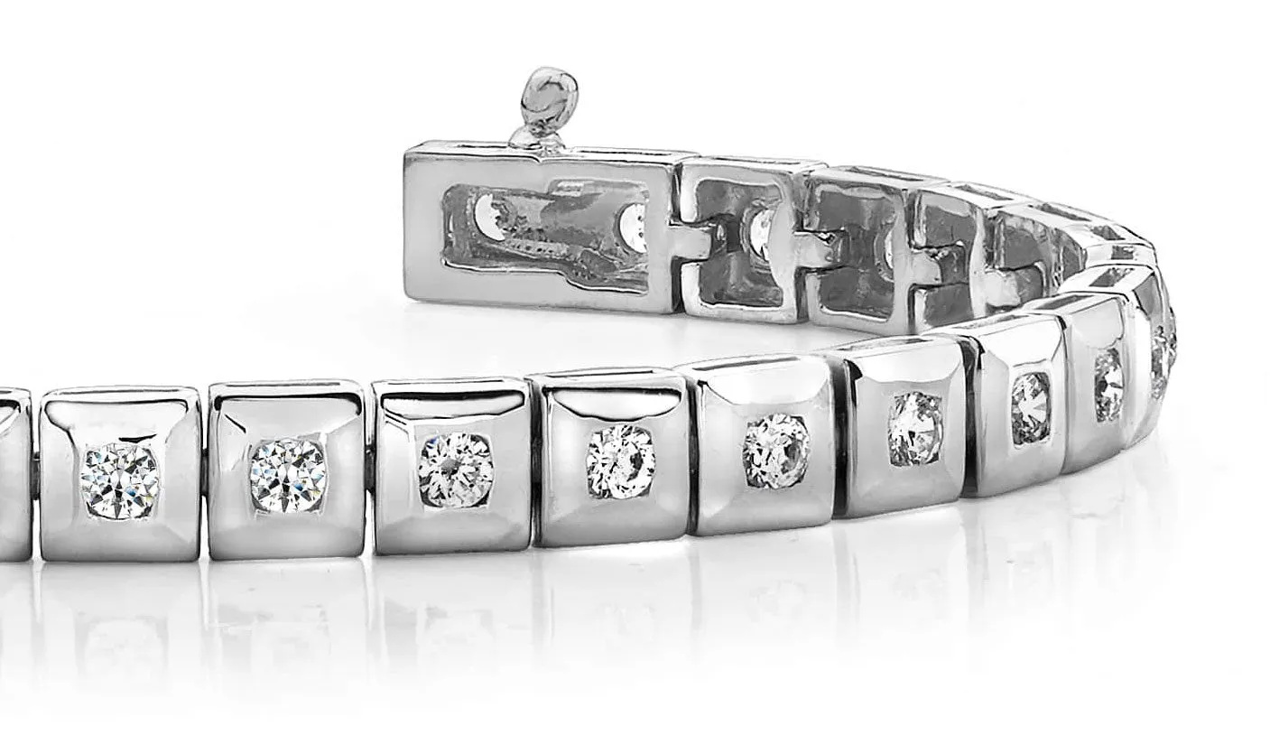 Bezel Set Square Link Diamond Bracelet with 2.04 ct.(finished) 2.5mm