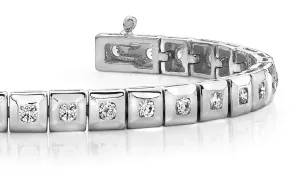 Bezel Set Square Link Diamond Bracelet with 2.04 ct.(finished) 2.5mm