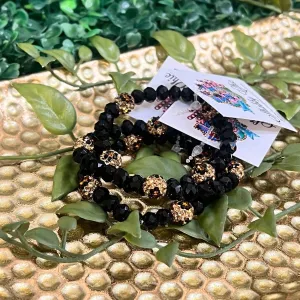 Black and Leopard Crystal Bracelet