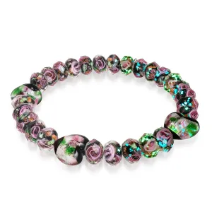 Black Bouquet | .925 Sterling Silver | Firefly Glass Diamond Hearts Bracelet