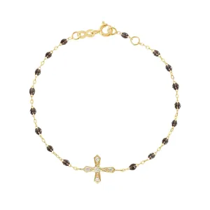 BLACK- Gigi vintage cross Diamond  bracelet -18k Yellow Gold