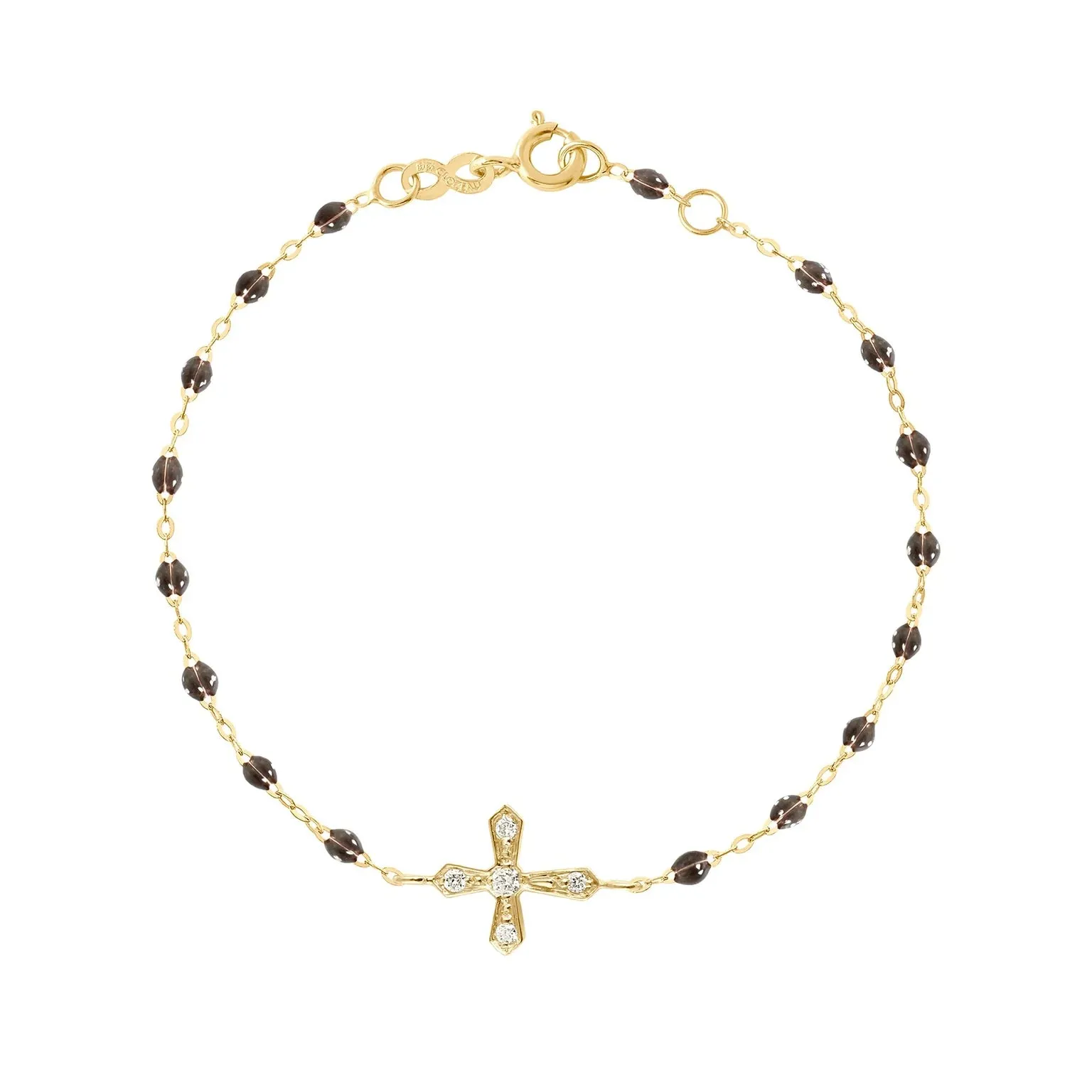 BLACK- Gigi vintage cross Diamond  bracelet -18k Yellow Gold