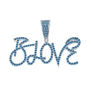 BLove Pendant Charm with Blue Stones Custom Piece