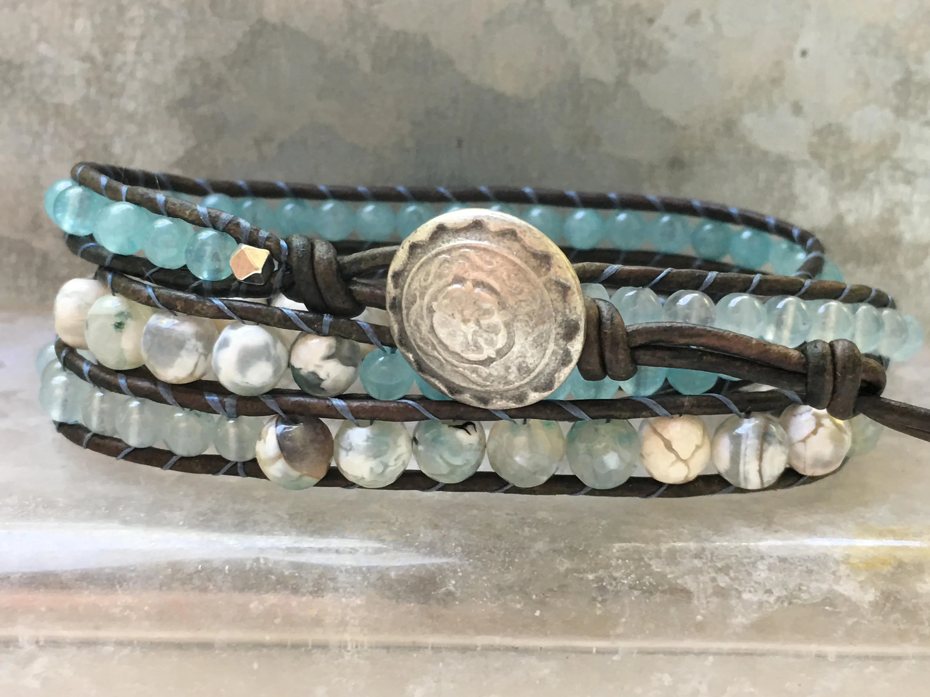 Blue Agate Apatite Bracelet