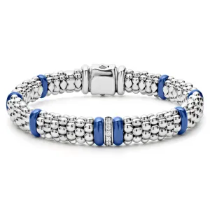 Blue Caviar Ultramarine Single Station Diamond Caviar Bracelet | 9mm