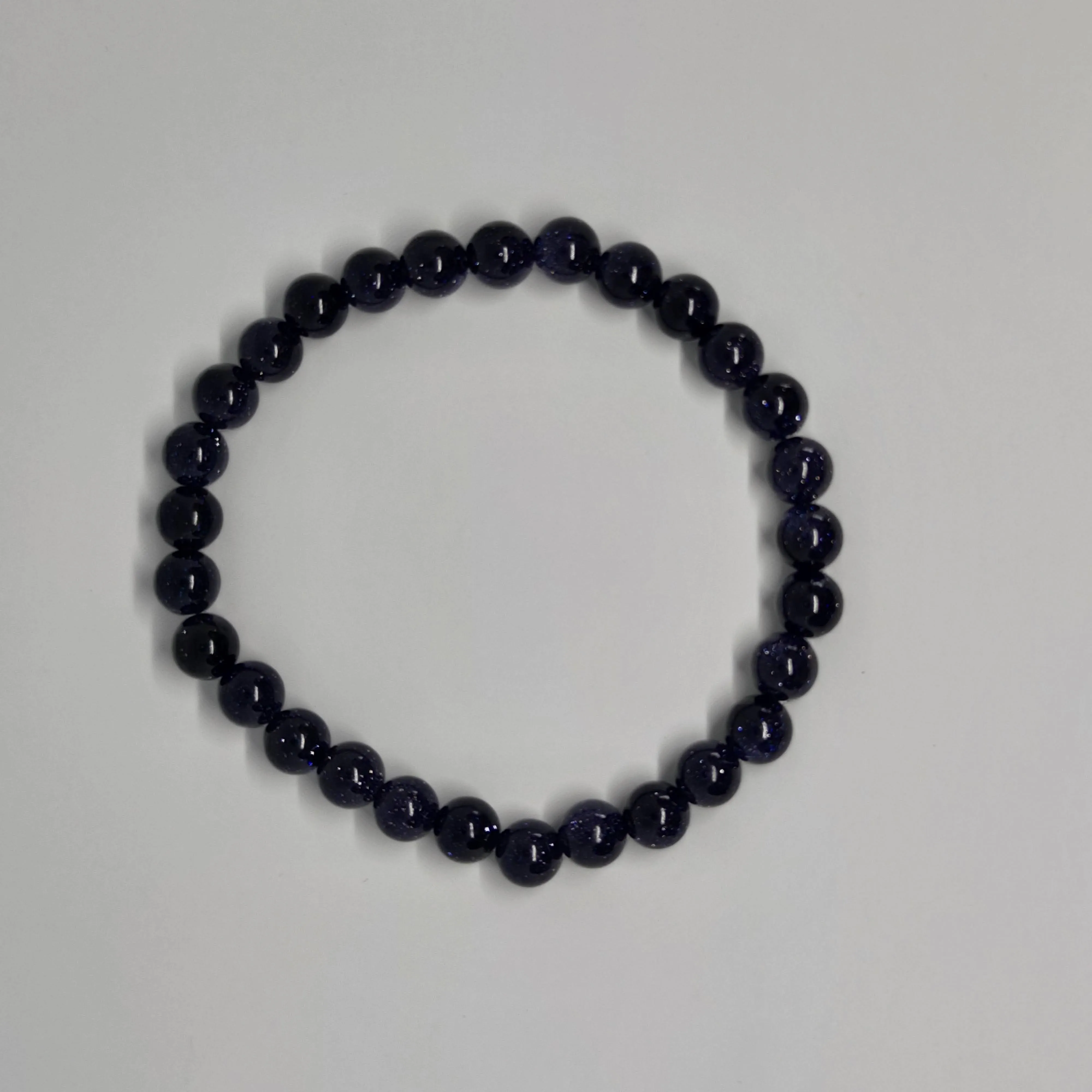 Blue Goldstone Round Bead Crystal Bracelet
