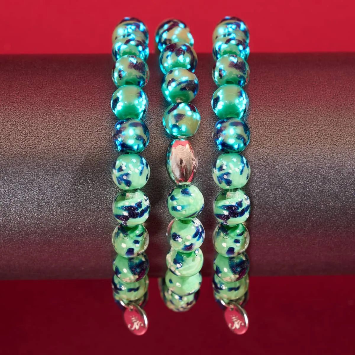 Blue Mint | .925 Sterling Silver | Firefly Glass Bracelet