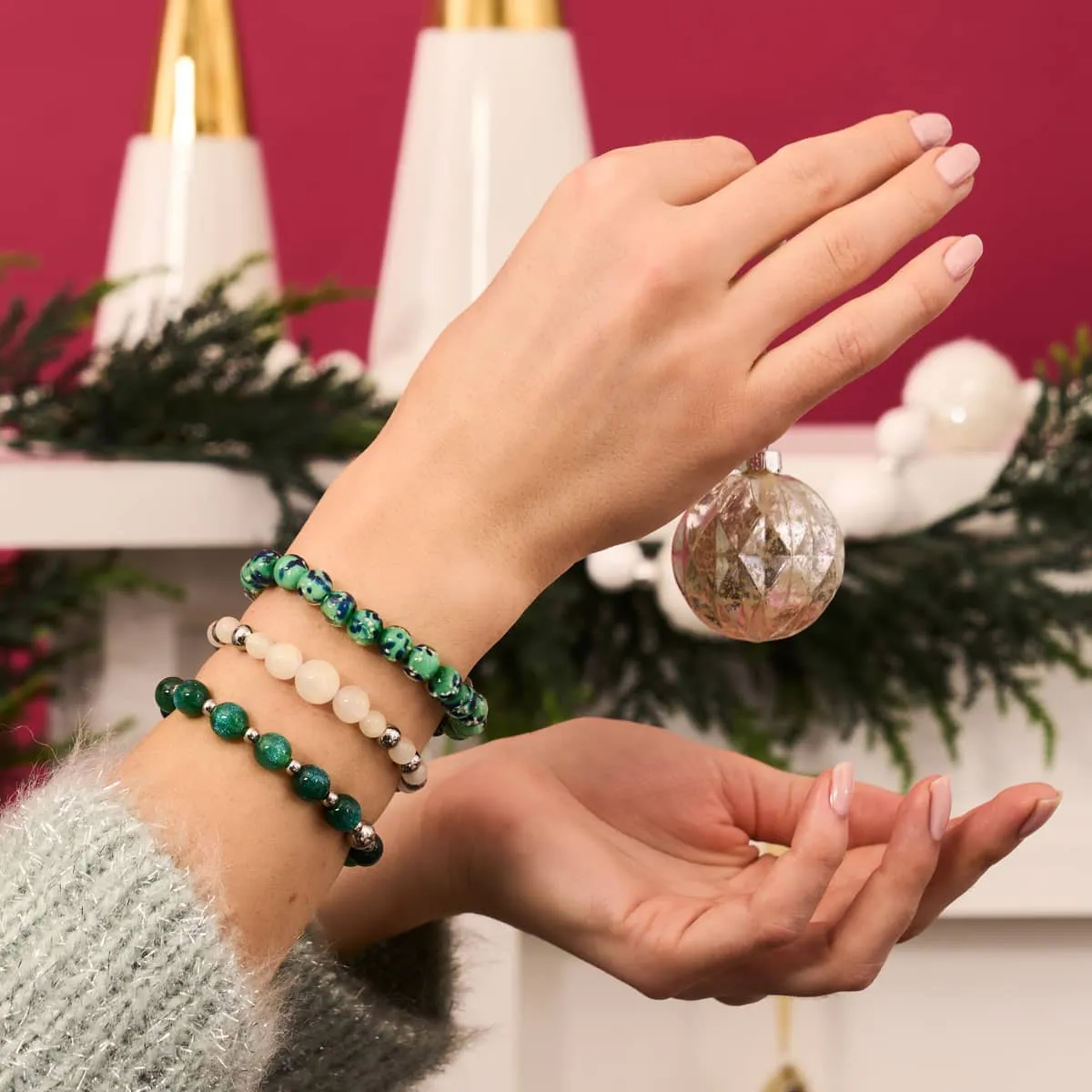 Blue Mint | .925 Sterling Silver | Firefly Glass Bracelet