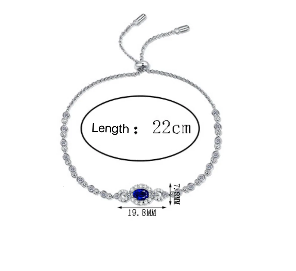 Blue Moissanite Diamond, Oval Shape Stone Bracelets-BM016
