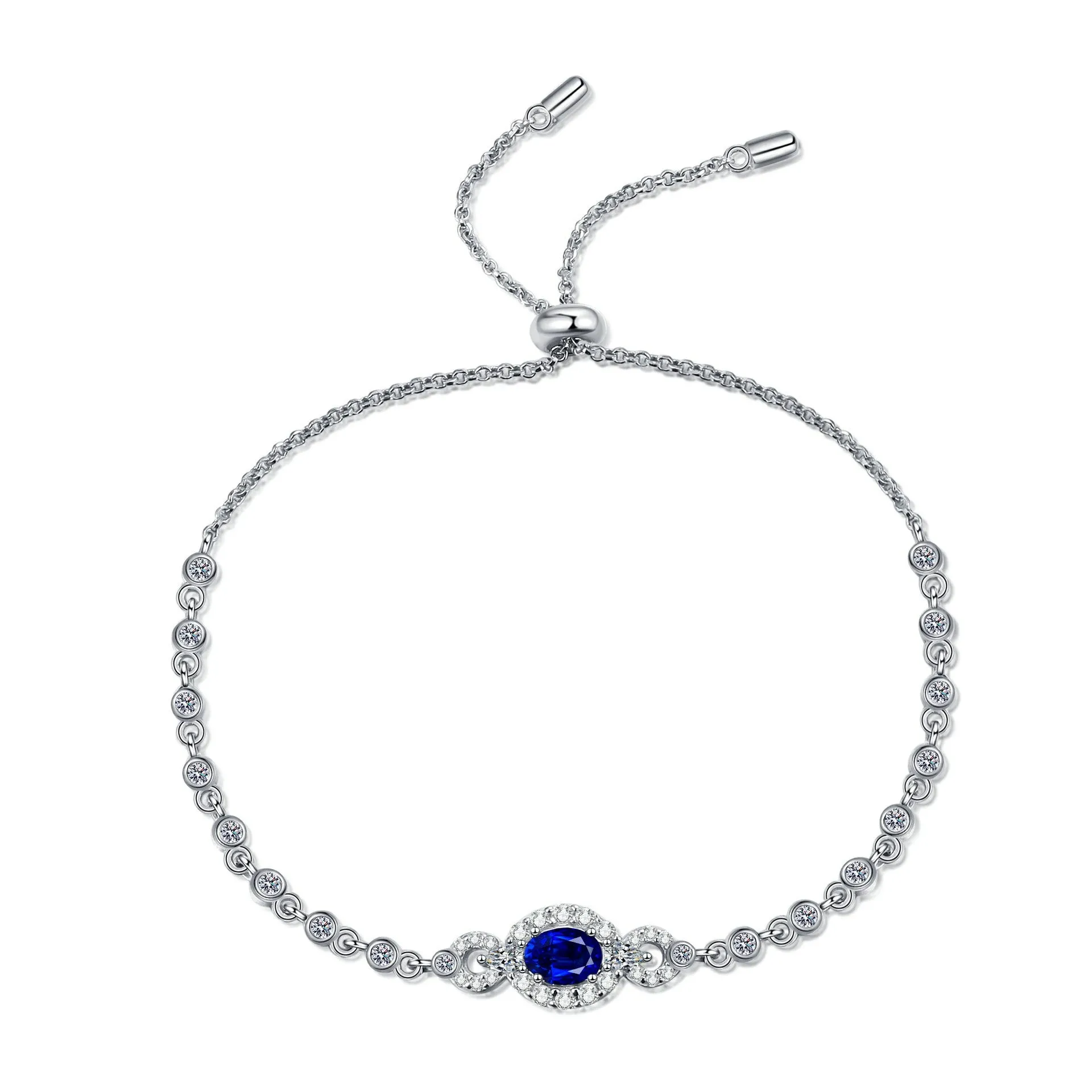 Blue Moissanite Diamond, Oval Shape Stone Bracelets-BM016