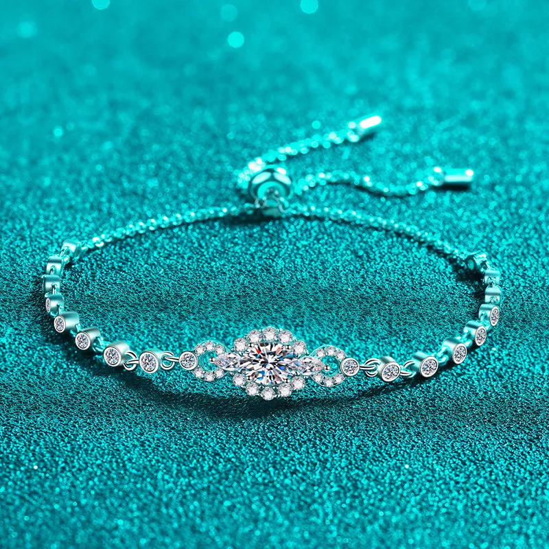 Blue Moissanite Diamond, Oval Shape Stone Bracelets-BM016