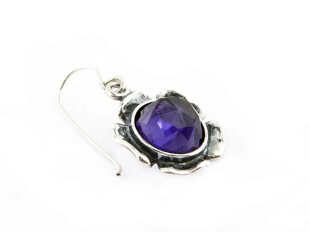 Bluenoemi Israeli Jewelry Earrings Sterling Silver Amethyst / Peridot Earrings, Israeli typical silver jewelry.
