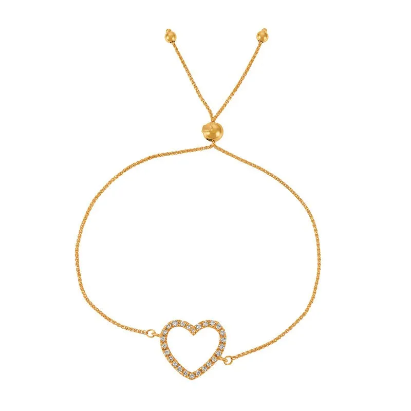 BOLO DIAMOND HEART BRACELET 14K GOLD (0.25 CTW)