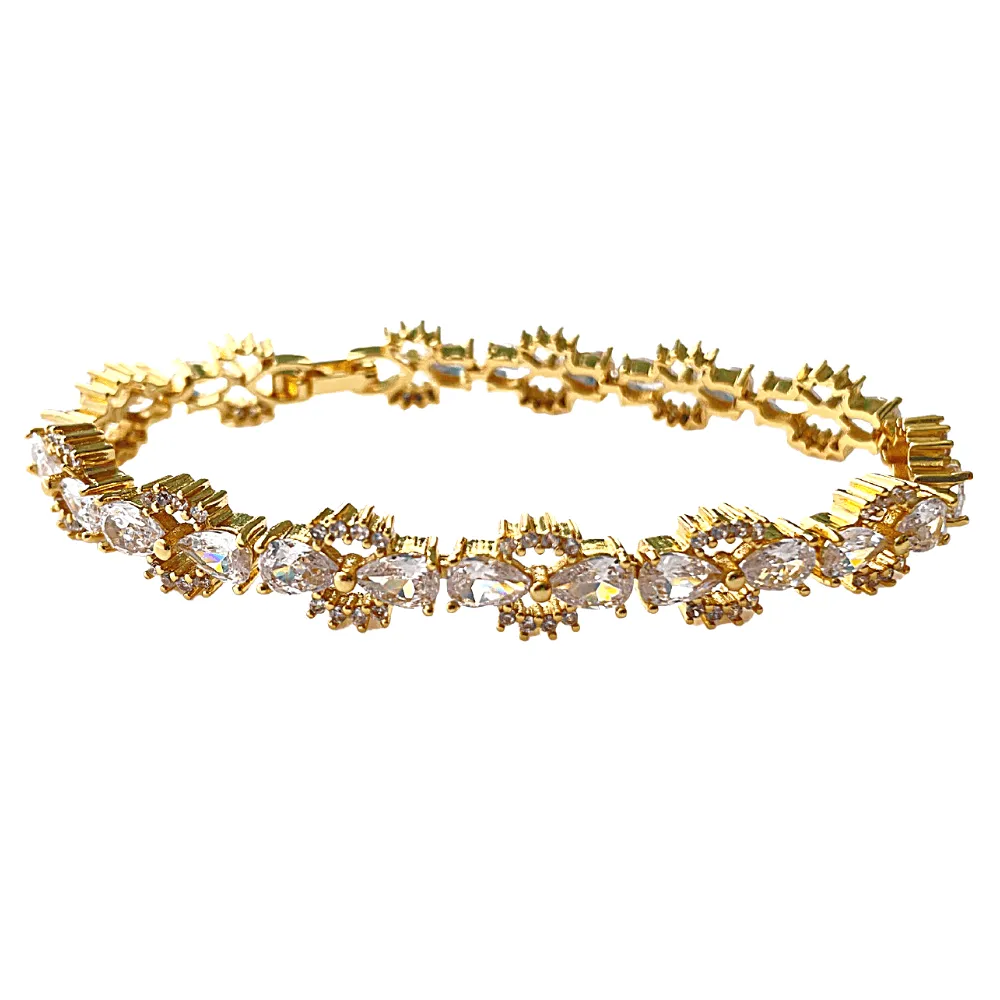 Bow Tie Cubic Zirconia Tennis Bracelets  with Pear Cut White Diamond Cubic Zirconia