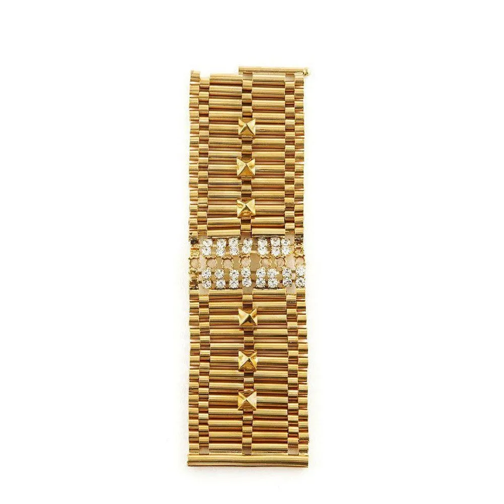 Brass Chain Bracelet with Fused Stone Crystal