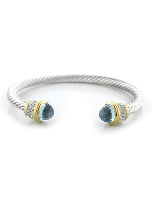Briolette Wire Cuff Bracelet with Pavé