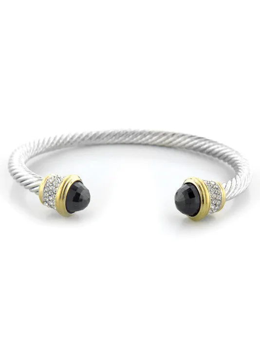 Briolette Wire Cuff Bracelet with Pavé