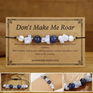 Buddha Stones Don't Make Me Roar Purple Agate Blue Lace Agate Blue Sodalite Protection Bracelet