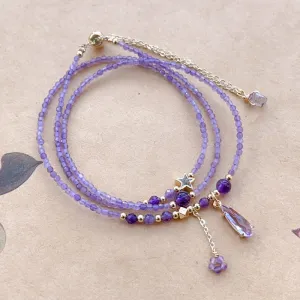 Buddha Stones Natural Amethyst Water Drop Star Meditation Triple Wrap Bracelet