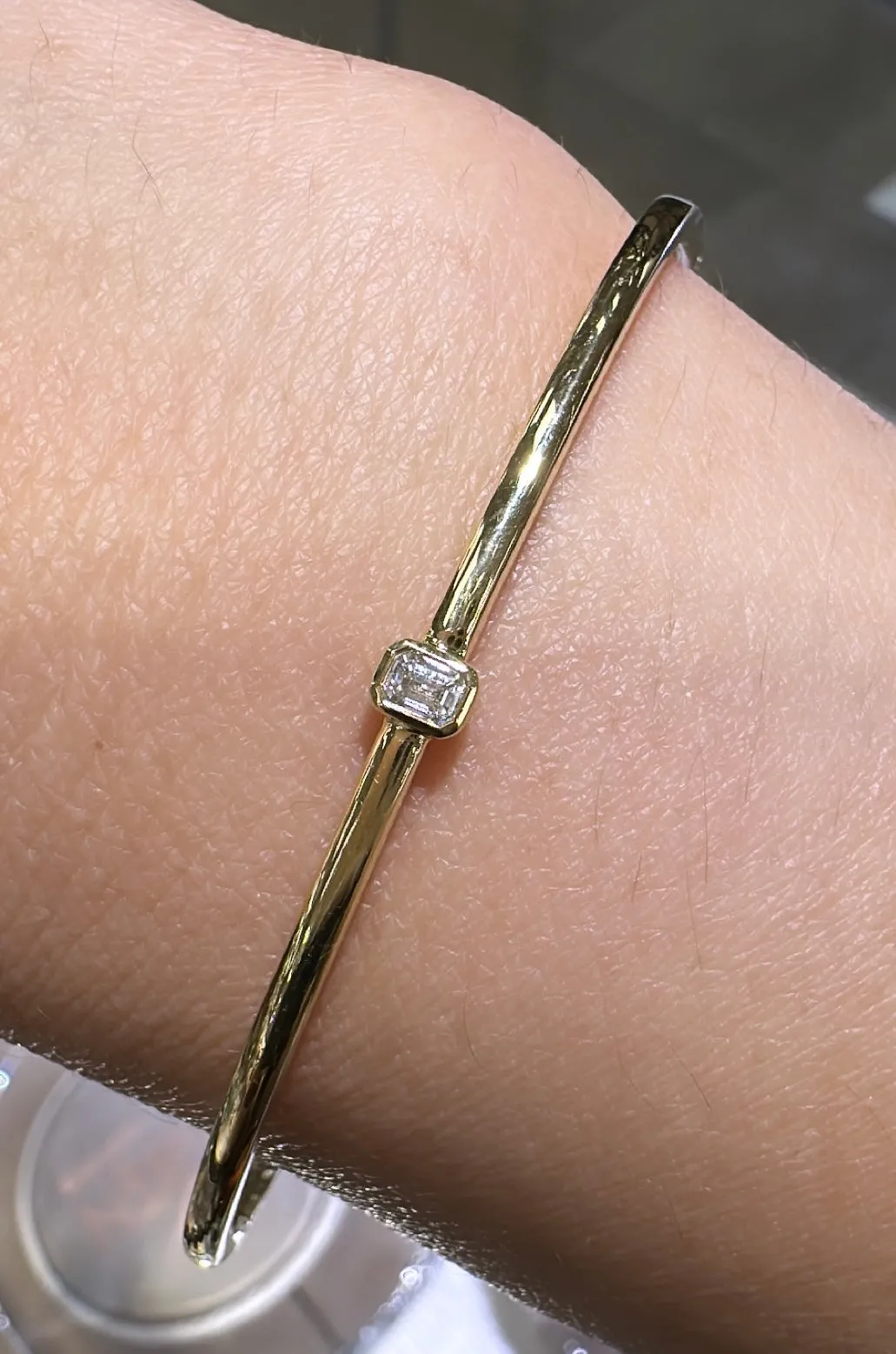 Burnish Set Marquise Diamond Bangle Bracelet