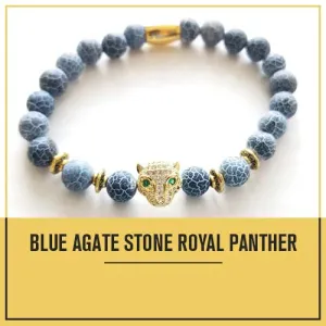Calming Blue Agate and Royal Panther Bracelet
