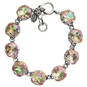 Catherine Popesco Sterling Silver Plated Crystal Round Bracelet, 1696 Purple Haze