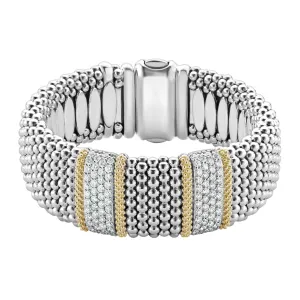 Caviar Lux Double Station Diamond Caviar Bracelet | 23mm