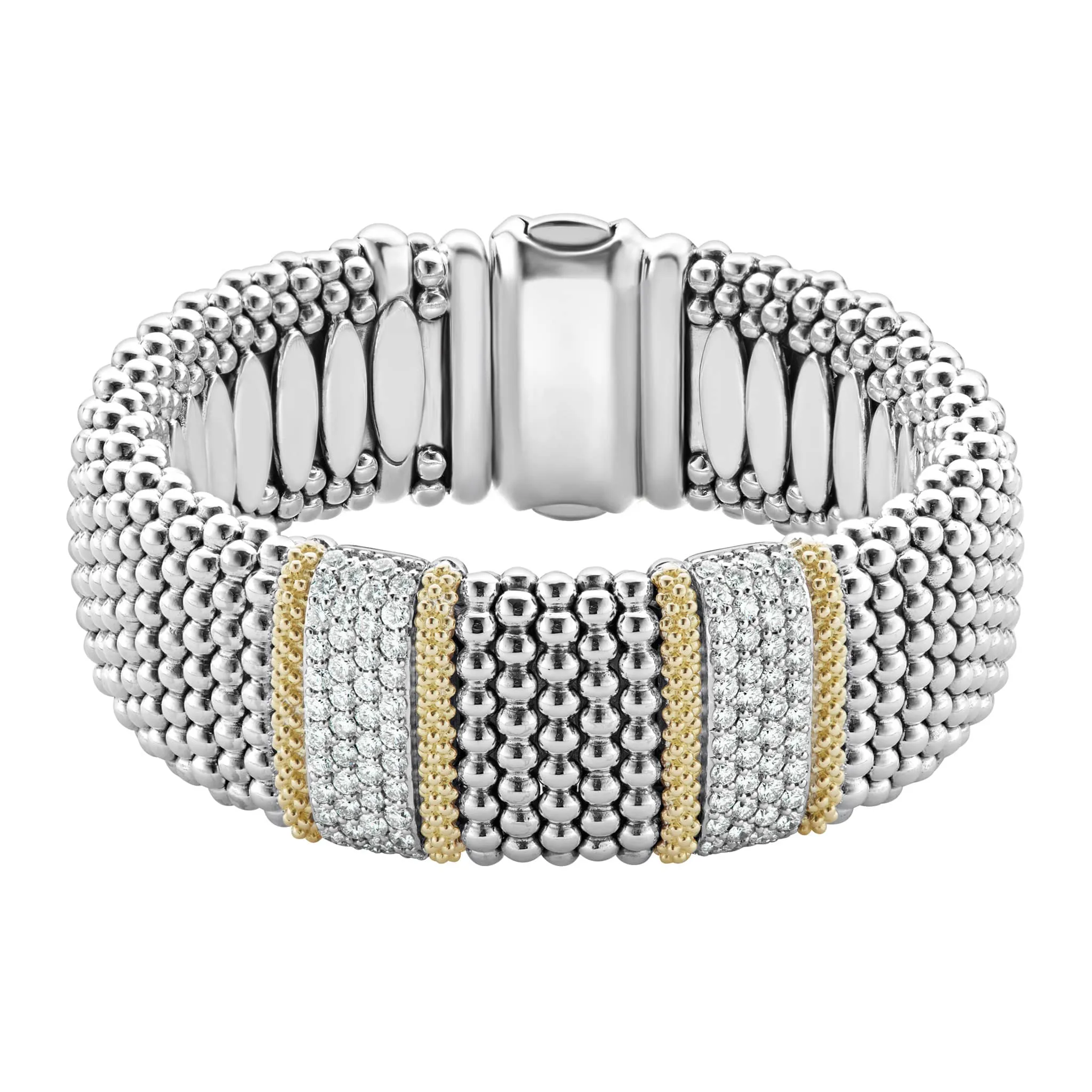 Caviar Lux Double Station Diamond Caviar Bracelet | 23mm