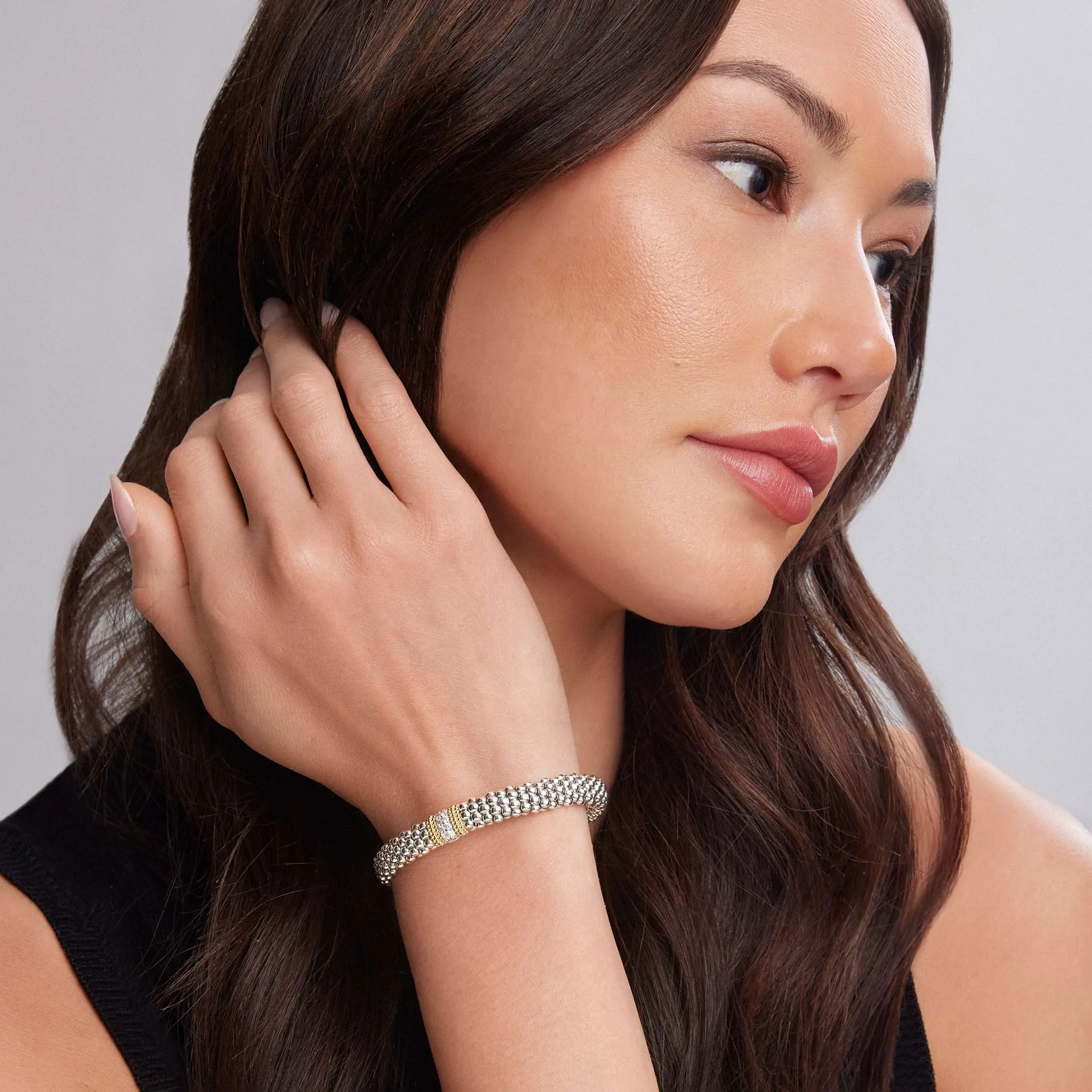 Caviar Lux Single Station Diamond Caviar Bracelet | 9mm