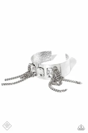 CHAIN Showers - White - Emerald Cut Gem Paparazzi Cuff Bracelet - March 2023 Magnificent Musings