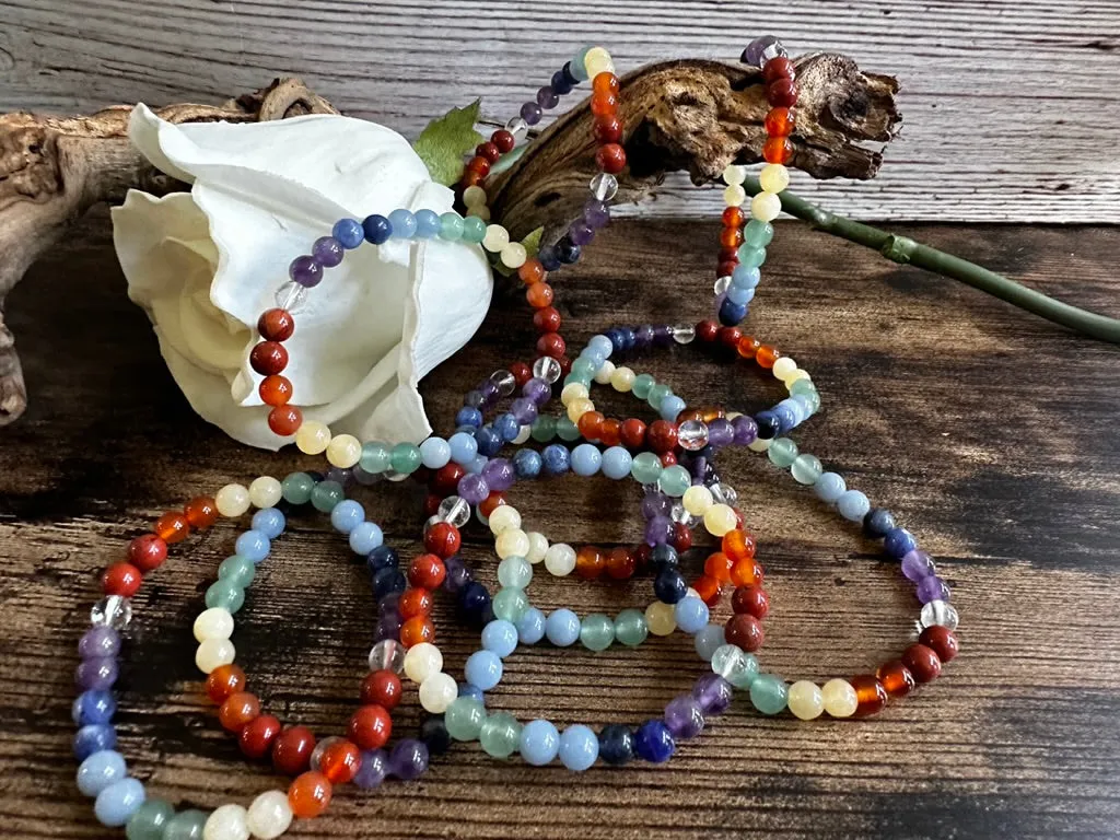 Chakra Beaded Gemstone Stretchy Bracelet FB2002 💜💛💚🧡♥️