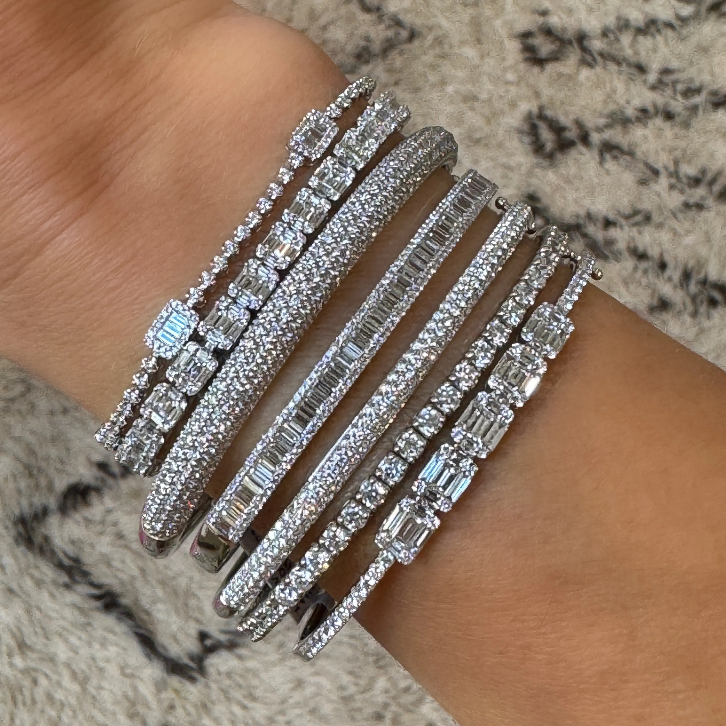 Channel Set Diamond Baguette Bangle Bracelet