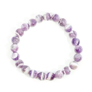 Chevron Amethyst 8mm Beaded Bracelet