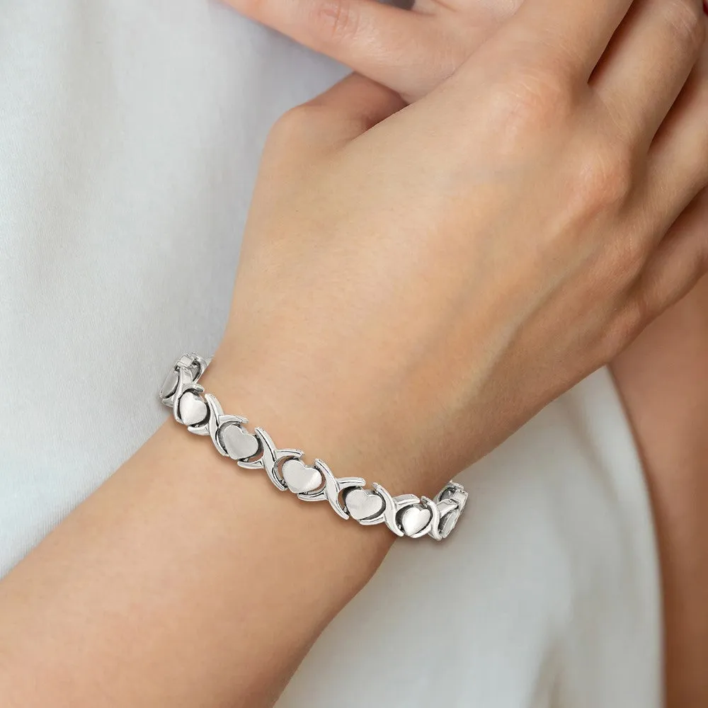 Chisel Stainless Steel Brushed and Polished 7.5 inch Stampato Bracelet