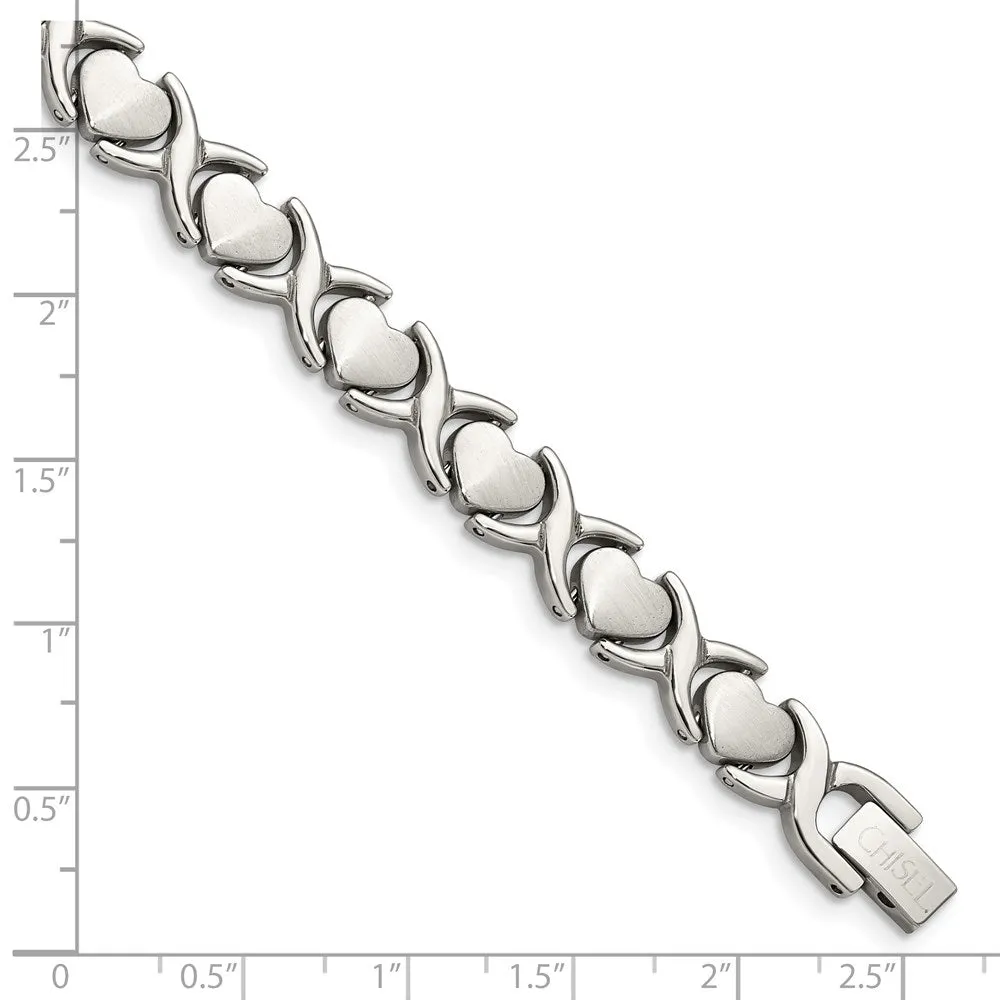 Chisel Stainless Steel Brushed and Polished 7.5 inch Stampato Bracelet