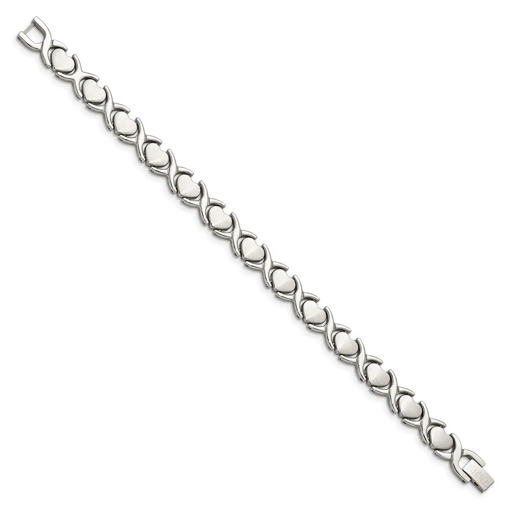 Chisel Stainless Steel Brushed and Polished 7.5 inch Stampato Bracelet
