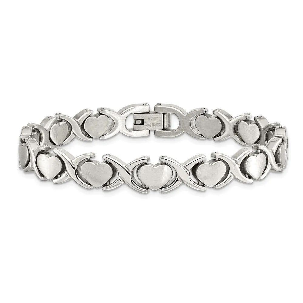 Chisel Stainless Steel Brushed and Polished 7.5 inch Stampato Bracelet