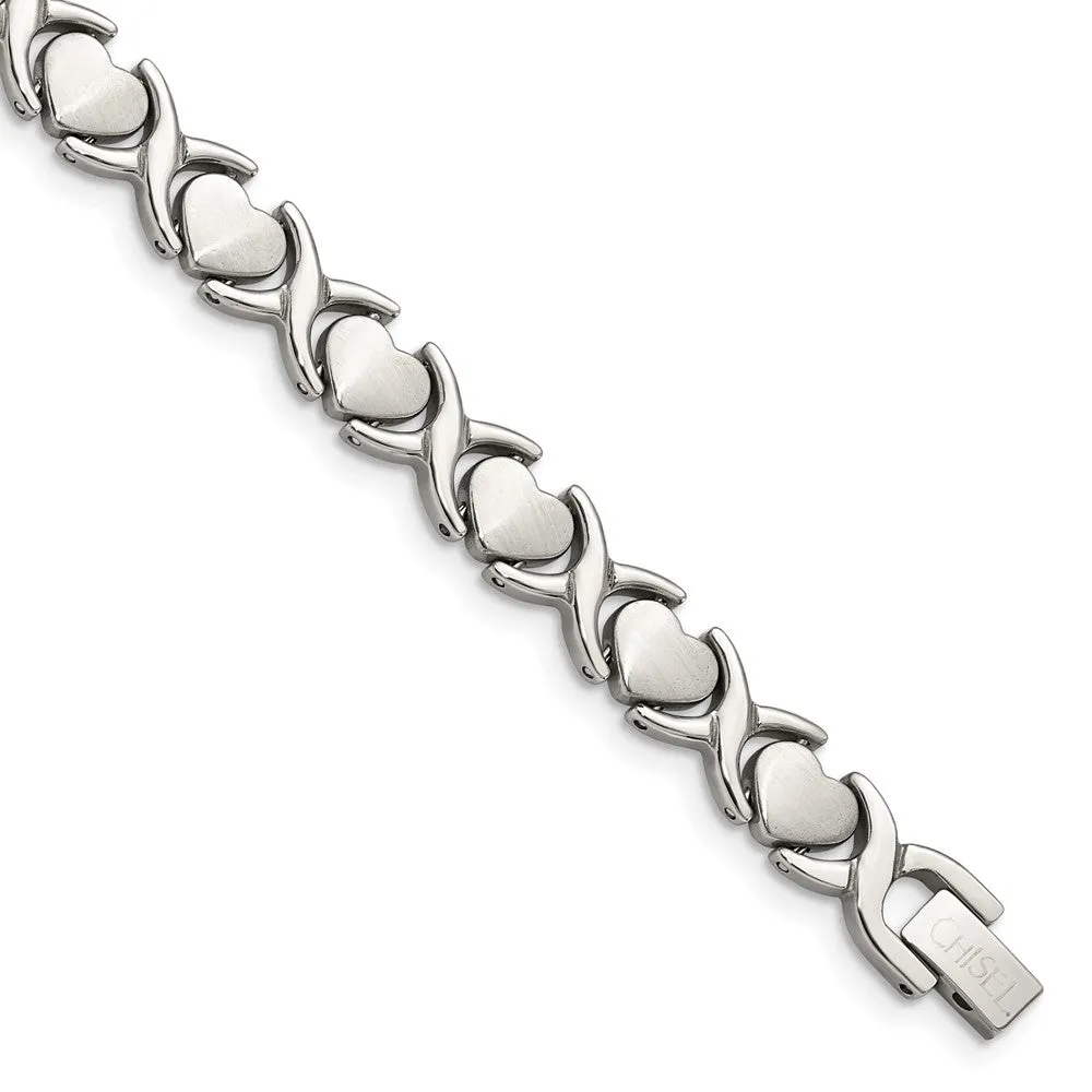 Chisel Stainless Steel Brushed and Polished 7.5 inch Stampato Bracelet