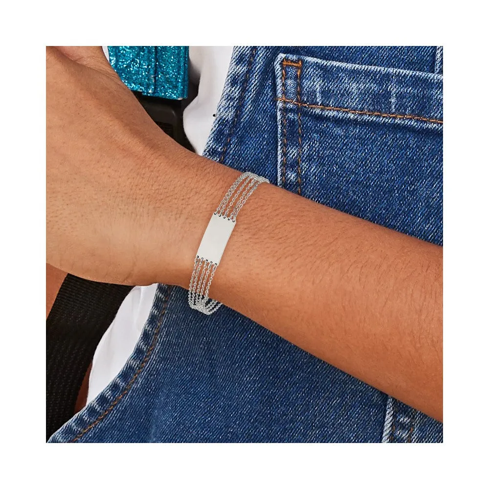 Chisel Stainless Steel Polished Multi Strand 6.5 inch ID Bracelet with .75 inch Extension