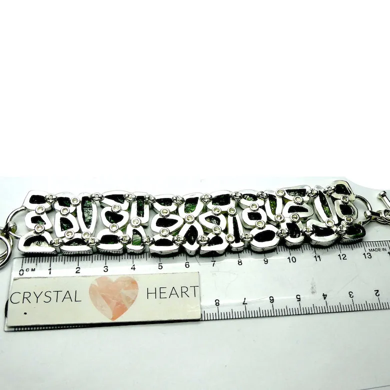 Chrome Diopside Bracelet, Wide band Gemmy Raw Nuggets, 925 Silver,