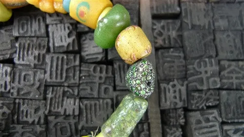 Churchill Private Label Old African Trading Bead Bracelet with Pave Sapphire Nuggets