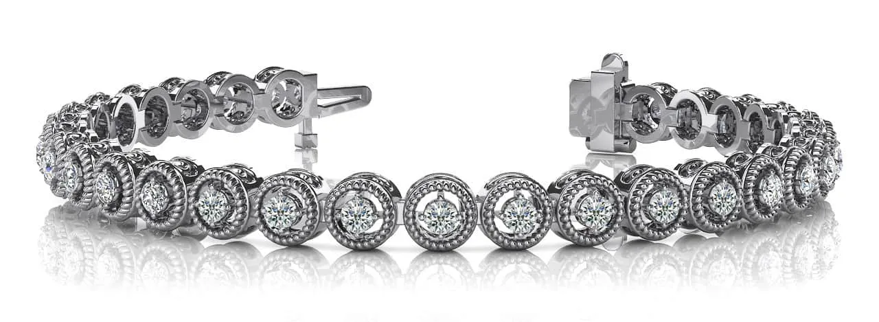 Circle Filigree Diamond Link Diamond Bracelet with 1.48 ct.(finished) 2.2mm