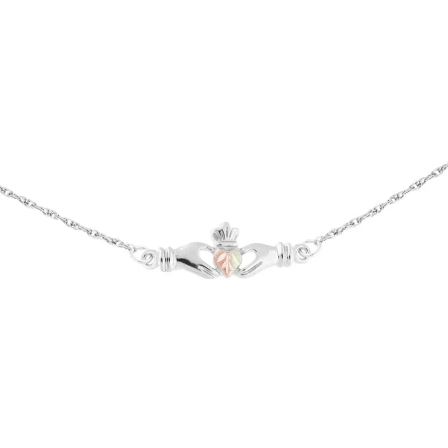 Claddagh Ankle - Sterling Silver Black Hills Gold Bracelet