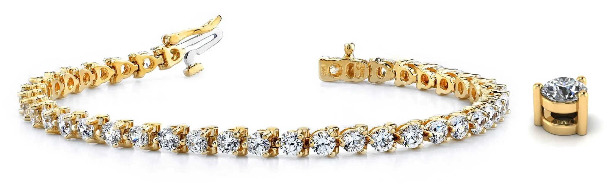 Classic 3 Prong Lab-Grown Diamond Tennis Bracelet with 6.00 ct.(finished) 3.5mm