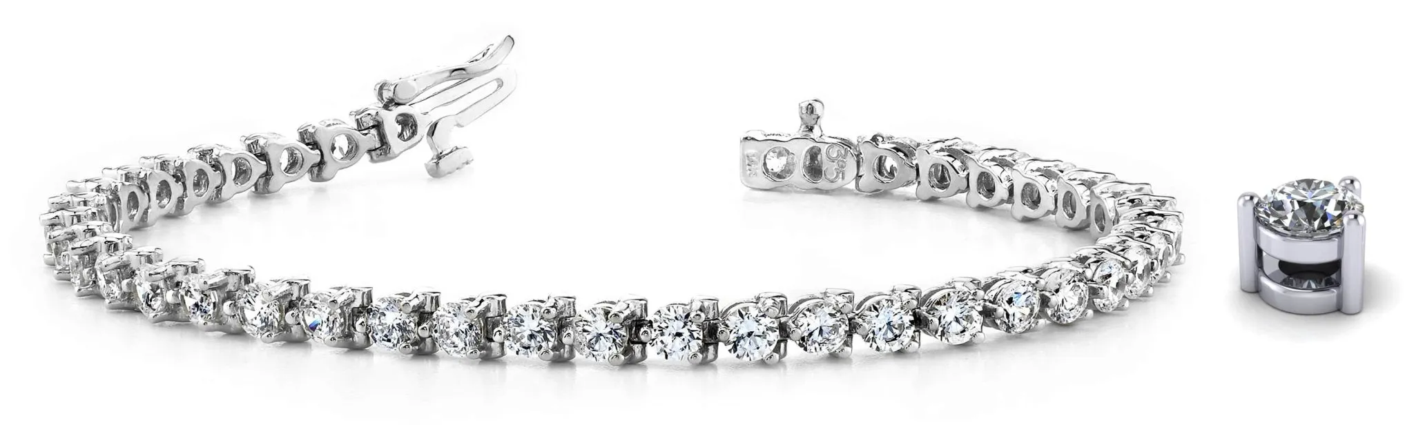 Classic 3 Prong Lab-Grown Diamond Tennis Bracelet with 6.00 ct.(finished) 3.5mm