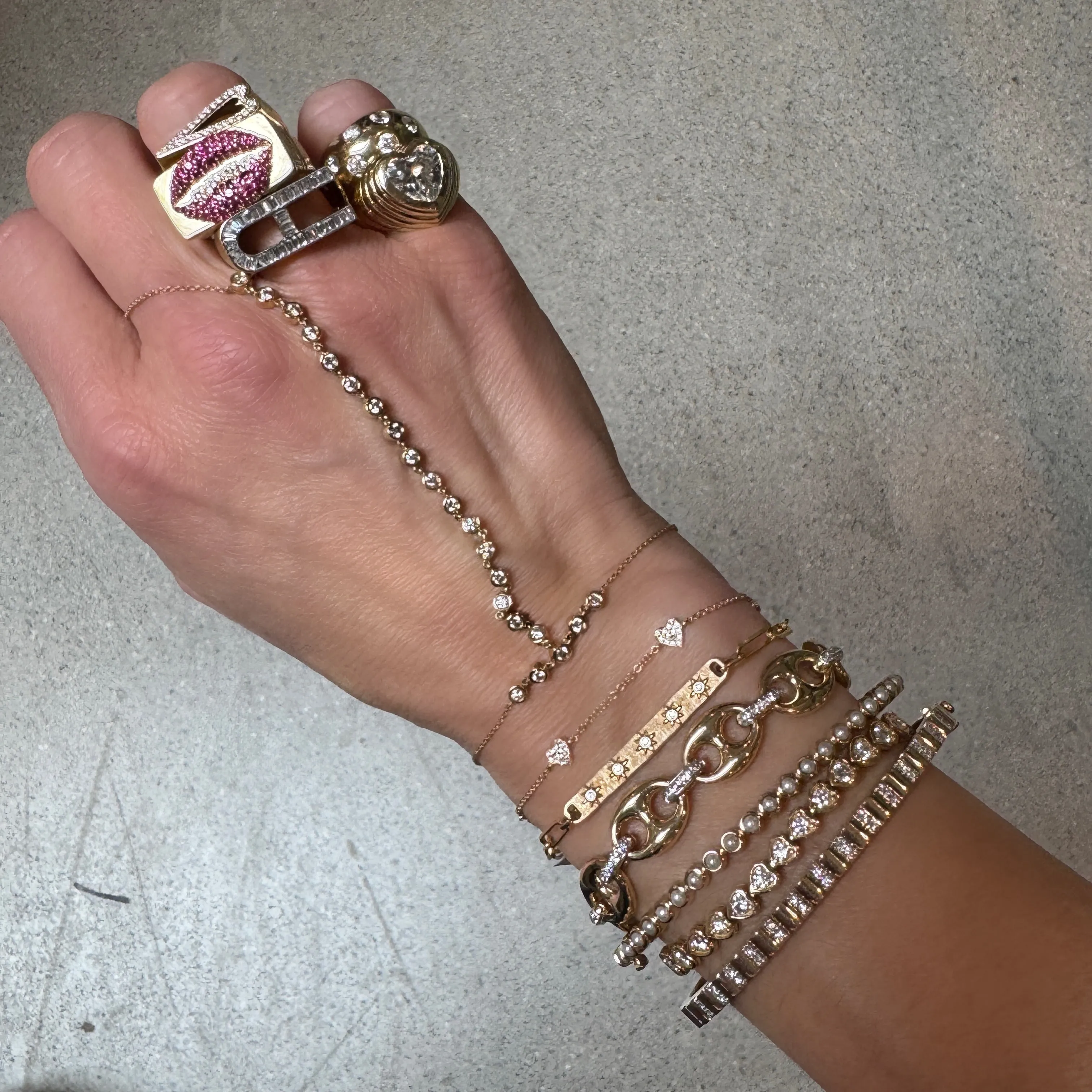 Classic Bezel Set Pearl Bangle