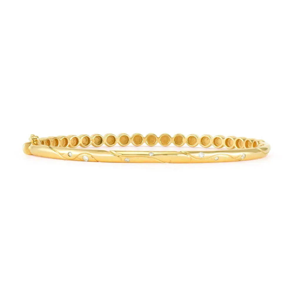 Classic Bezel Set Pearl Bangle